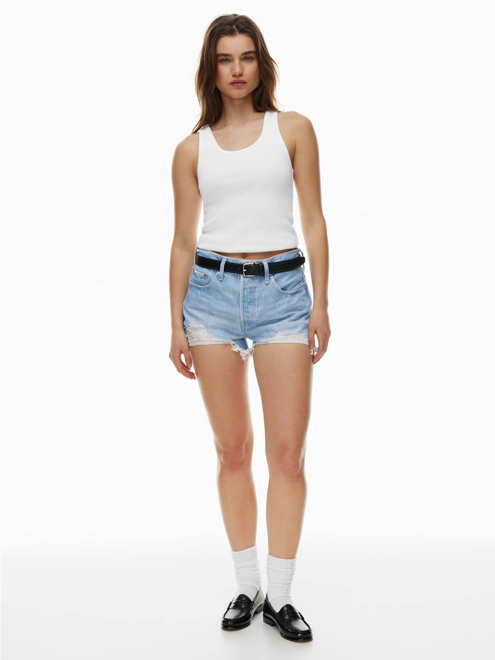 NWT Levi's Light Blue Frayed Denim Cutoff Shorts - Picture 2 of 4